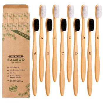 Free Sample Custom Wholesale Biodegradable Eco Friendly Black Soft Bamboo Tooth Brush Charcoal Bambo Bambu Bamboo Toothbrush