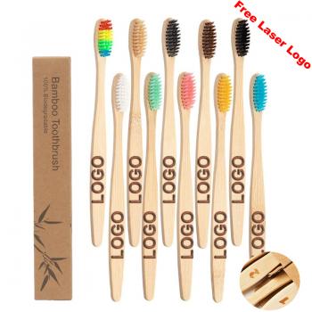 Custom Logo Best Quality Manufacturer 100% Organic Biodegradable Adult Kids Bamboo Charcoal Bristles Bamboo Toothbrush With Case