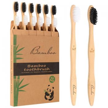 Amazon Hot Sale FDA & Fsc Approved Eco-Friendly Family Multipack Biodegradable Bamboo Toothbrush with Charcoal Bristles 